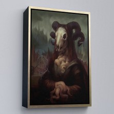 Altın Çerçeveli Mona Liza Duruşlu Canavar Duvar Tablosu