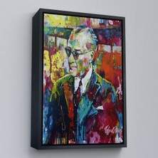 Siyah Çerçeveli Yağlı Boya Efektli Renkli Mustafa Kemal Atatürk Duvar Tablosu