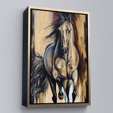 Siyah Çerçeveli Modern Siyah At Soyut Tablo