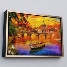 Altın Çerçeveli Italya'daki Aziz Petrus Katedrali ve Tiber Nehri Tablosu