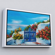 Beyaz Çerçeveli Deniz Manzaralı Bahçe Duvar Tablosu