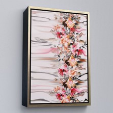 Altın Çerçeveli Renkli Çiçek Desenli Dekoratif Duvar Tablosu