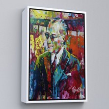 Beyaz Çerçeveli Yağlı Boya Efektli Renkli Mustafa Kemal Atatürk Duvar Tablosu