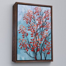 Çerçeveli Kırmızı Yapraklar Soyut Dekoratif Kanvas TABLO-5179