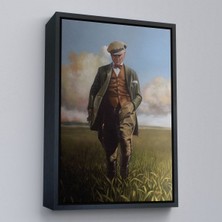 Siyah Çerçeveli Tarlada Yürüyen Mustafa Kemal Atatürk Duvar Tablosu