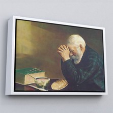 Çerçeveli Eric Enstrom Grace Adam Ekmek Üzerinde Dua Ediyor Kanvas TABLO-5393