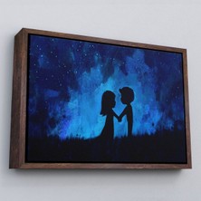 Çerçeveli Ay Işığındakı Küçük Aşıklar Dekoratif Duvar TABLOSU-3486