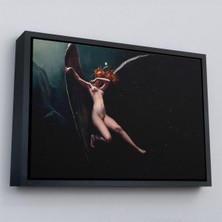 Çerçeveli Yıldızlı Gökyüzü Altında Bir Peri Kanvas Tablo, Klasik Sanat Kanvas TABLO-5383