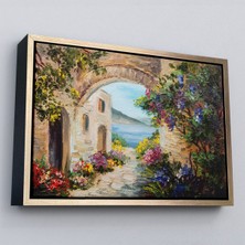 Çerçeveli Yaz Manzarası Yağlıboya Görünüm Dekoratif Kanvas Duvar TABLOSU-3476