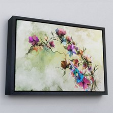 Çerçeveli Soyut Bahar Çiçekleri Duvar TABLOSU-3649
