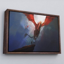 Çerçeveli Ejderhanın Kaşındaki Savaşçı Kanvas TABLO-5083