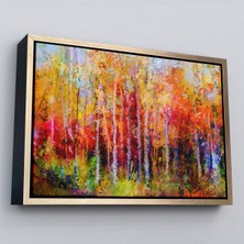 Çerçeveli Son Bahar Ağaçları Yağlıboya Görünüm Dekoratif Kanvas Duvar TABLOSU-3506