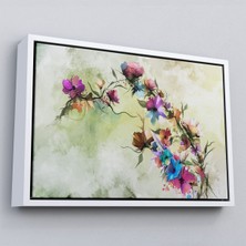 Çerçeveli Soyut Bahar Çiçekleri Duvar TABLOSU-3649