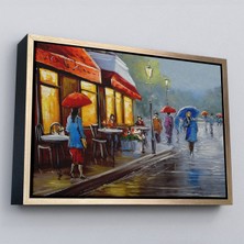 Çerçeveli Yağmurlu Bir Gün Yağlıboya Görünüm Dekoratif Kanvas Duvar TABLOSU-3669