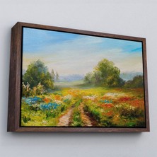 Çerçeveli Çiçek Tarlası Yağlıboya Görünümlü Duvar TABLOSU-1203