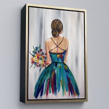 Çerçeveli Renkli Çiçekli Kadın Dekoratif Duvar Tablosu -6257