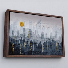 Çerçeveli Modern Şehir Manzarasının Silueti Kanvas TABLO-5038