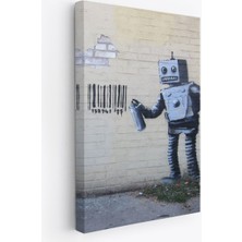 Banksy Graffiti Yapan Robot Kanvas TABLO-4966