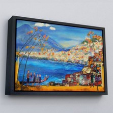 Çerçeveli Güney Italya Yağlıboya Görünüm Dekoratif Kanvas Duvar TABLOSU-3578