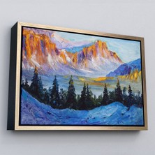 Çerçeveli Rusya Karlı Dağları Manzarası Duvar TABLOSU-1235