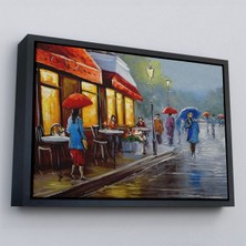 Çerçeveli Yağmurlu Bir Gün Yağlıboya Görünüm Dekoratif Kanvas Duvar TABLOSU-3669