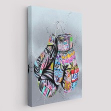 Boks Eldivenleri Kanvas Tablo, Renkli Banksy Sokak Graffiti Kanvas TABLO-5320