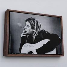 Çerçeveli Kurt Cobain Sigara Içen Ünlü Baskı Duvar Sanatı Kanvas Tablo, Nirvana BASKI-5405