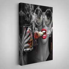 Dolar Ile Gözlüklü Sigara Içen Kadın TABLOSU-7797