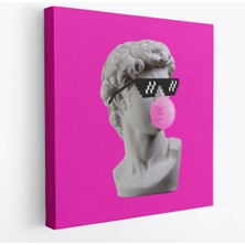 Piksel Gözlüklü David'in Kafasının Alçı Heykeli Kanvas Tablo, Pop ART-5064