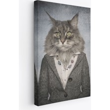 Kedi Kafalı Insan Kanvas TABLO-4985