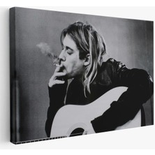 Kurt Cobain Sigara Içen Ünlü Baskı Duvar Sanatı Kanvas Tablo, Nirvana BASKI-5405