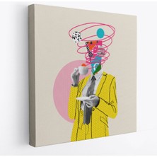 Çizgi Roman Kahramanı Kahvesini Yudumluyor Pop Art Kanvas TABLO-5066