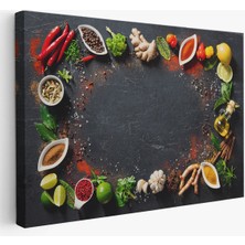 Mutfak Masasındaki Baharatlar Dekoratif Kanvas Duvar TABLOSU-3727