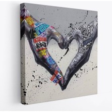 Graffiti Kalp Burcu Eller, Banksy Posteri, Kanvas Tablo, Pop ART-5343