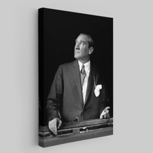 Atatürk Portre Tablosu Mustafa Kemal Atatürk Dikdörtgen Dekoratif Kanvas Tablo-Dı-86