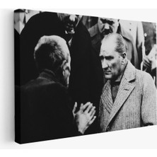 Atatürk Portre Tablosu Mustafa Kemal Atatürk Dikdörtgen Dekoratif Kanvas TABLO-FV-147