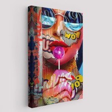 Pop Art Sokak Sanatı Renkli Kadın Dekoratif Duvar TABLOSU-6107