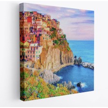 Manarola Cinque Terre Italya Manzaralı Kanvas TABLO-5864