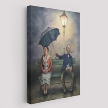 Yağmur Altındaki Küs Sevgililer Dekoratif Duvar TABLOSU-6223