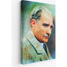 Atatürk Portre Tablosu Mustafa Kemal Atatürk Dikdörtgen Dekoratif Kanvas Tablo-Cl-62