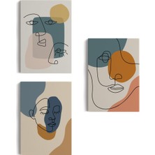 Zarif Kadın Fifürü ve Yapraklar Temalı Dekoratif Duvar Tablosu Üçlü SET-ED-103