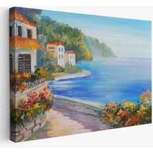 Deniz Manzarası Yağlıboya Görünüm Dekoratif Kanvas Duvar TABLOSU-3458