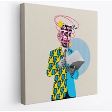 Çizgi Roman Kahramanı Kahvesini Yudumluyor Pop Art Kanvas TABLO-5800