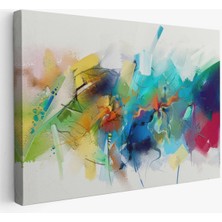 Soyut Fırça Darbeleri Ile Yağlıboya Görünüm Dekoratif Kanvas Duvar TABLOSU-3561