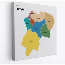 Artvin Ili ve Ilçeler Haritası Dekoratif Kanvas Tablo 1274