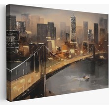 New York Nehir ve Köprü Manzarası Duvar TABLOSU-3733