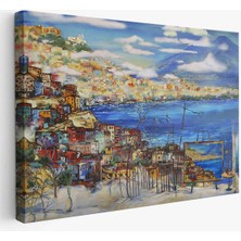Napoli Manzaralı Yağlıboya Görünüm Dekoratif Kanvas Duvar TABLOSU-3503