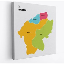 Bartın Ili ve Ilçeler Haritası Dekoratif Kanvas Tablo 1282