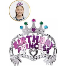 11X12 cm Kız Çocuk Prenses Parti Tacı Birthday Princess Yazılı Taç Doğum Günü Kostüm Tacı