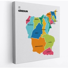 Giresun Ili ve Ilçeler Haritası Dekoratif Kanvas Tablo 1345
